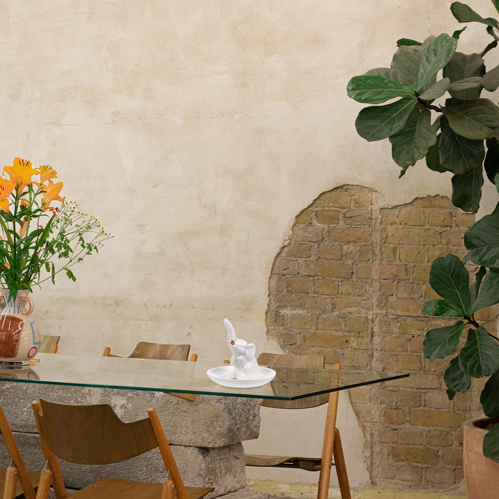 

1Pcs Ceramic Jewelry Organizer Dish with Unique Design for Ring Earring Necklace Storage Bedroom Living Room