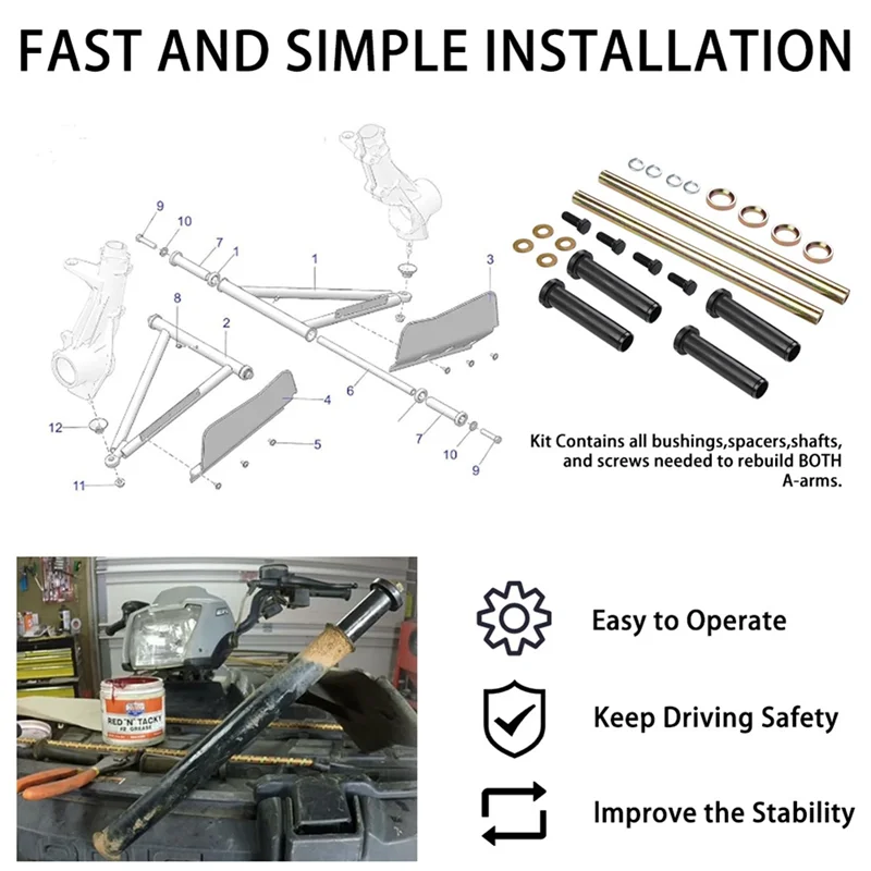 

Front Lower A-ARM Bushing Shaft Kit 7501093 For Polaris Sportsman 400 500 570 600 700 800 Trail Blazer 250 330 400-ABQA