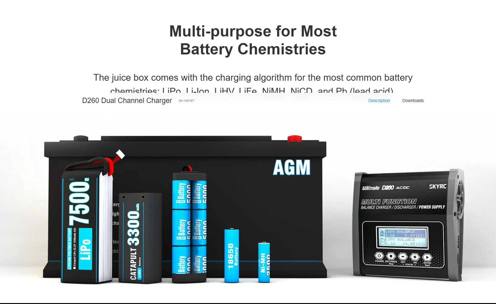 SkyRC D260 Dual Channel AC/DC Charger for Battery Charging