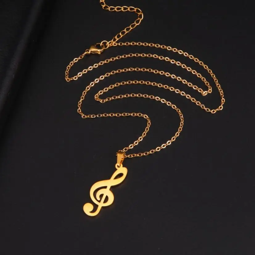 Jeshayuan Unique Musical Note Pendant Necklace For Women  Minimalist Chokers Fashion Festival Party Jewelry Women Gift