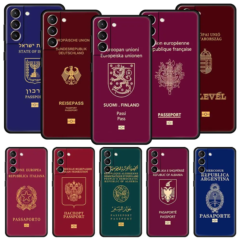 Phone Case For Samsung Galaxy S23 S22 Ultra S20 S21 FE 5G S10 S9 Plus S10E S8 Note 10 Lite 20 Cover Algeria Russia Passport flag