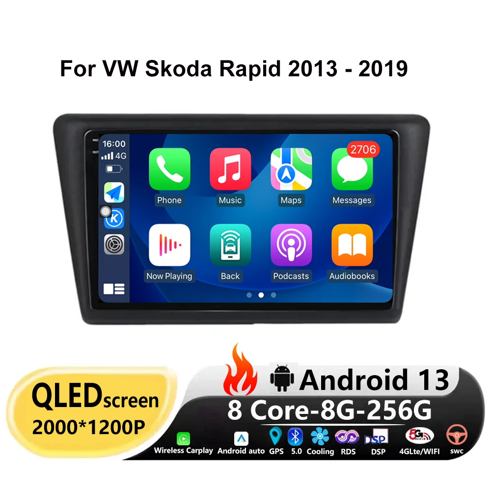 

Android 13 Radio GPS Multimedia For seat Toledo 2015-2018 For VW Skoda Rapid 2013 2014 2015 2016 2017 2018 2019 carplay RDS