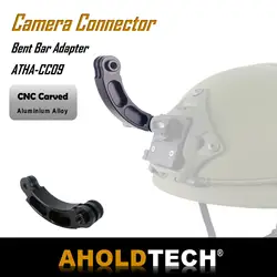 CNC Alumínio Alloy Helmet Camera Bent Bar Adapter, NVG Mount, Base Connector para Gopro Hero Câmeras, Câmeras Esportivas