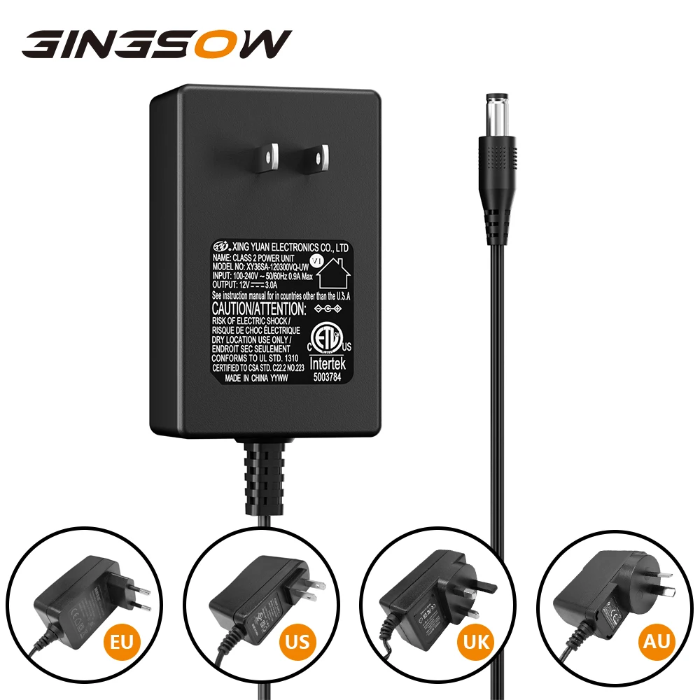 

Gingsow DC 12V 24V UL List Regulated AC 100V-240V Power Adapter 1.5A 2A 3A 4A 6A Switch Power Supply Adapter US/EU/UK/AU Plug