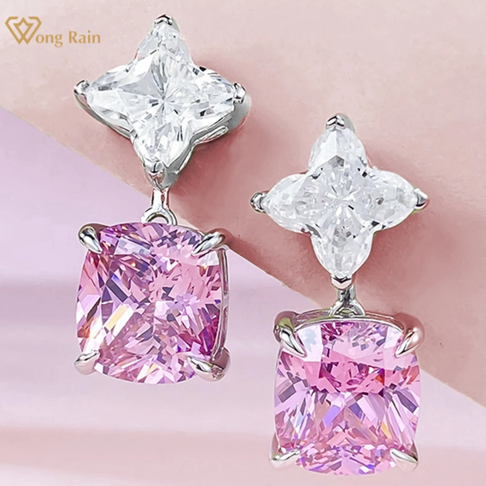 wong rain 925 sterling silver star studs safira pedras preciosas pink star studs joalheria fina atacado laboratorio 10x11 mm 100 925 01