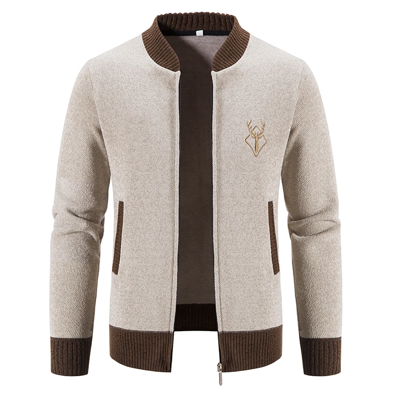 Cardigan lavorato a maglia da uomo di grandi dimensioni Maglione con zip intera Cardigan casual a contrasto alla moda Maglioni lavorati a maglia da uomo Amazon Capispalla