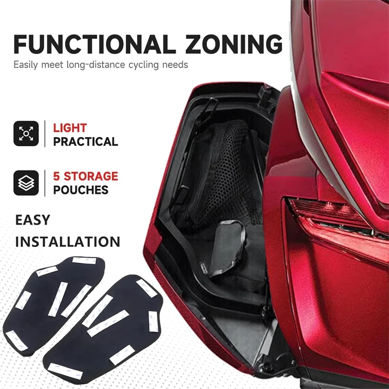 Motorcycle Saddle Bag Lid Organizers Side Case Trunk Storage Gear Bag Pocket For Honda Gold Wing GL1800 F6B GL 1800 2018-Up