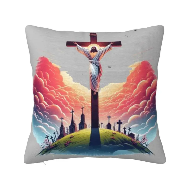 Custom Jesus Christ Cross Cushion Cover 3D Print Square Throw Pillow Case for Sofa Pillowcase Home Decorative