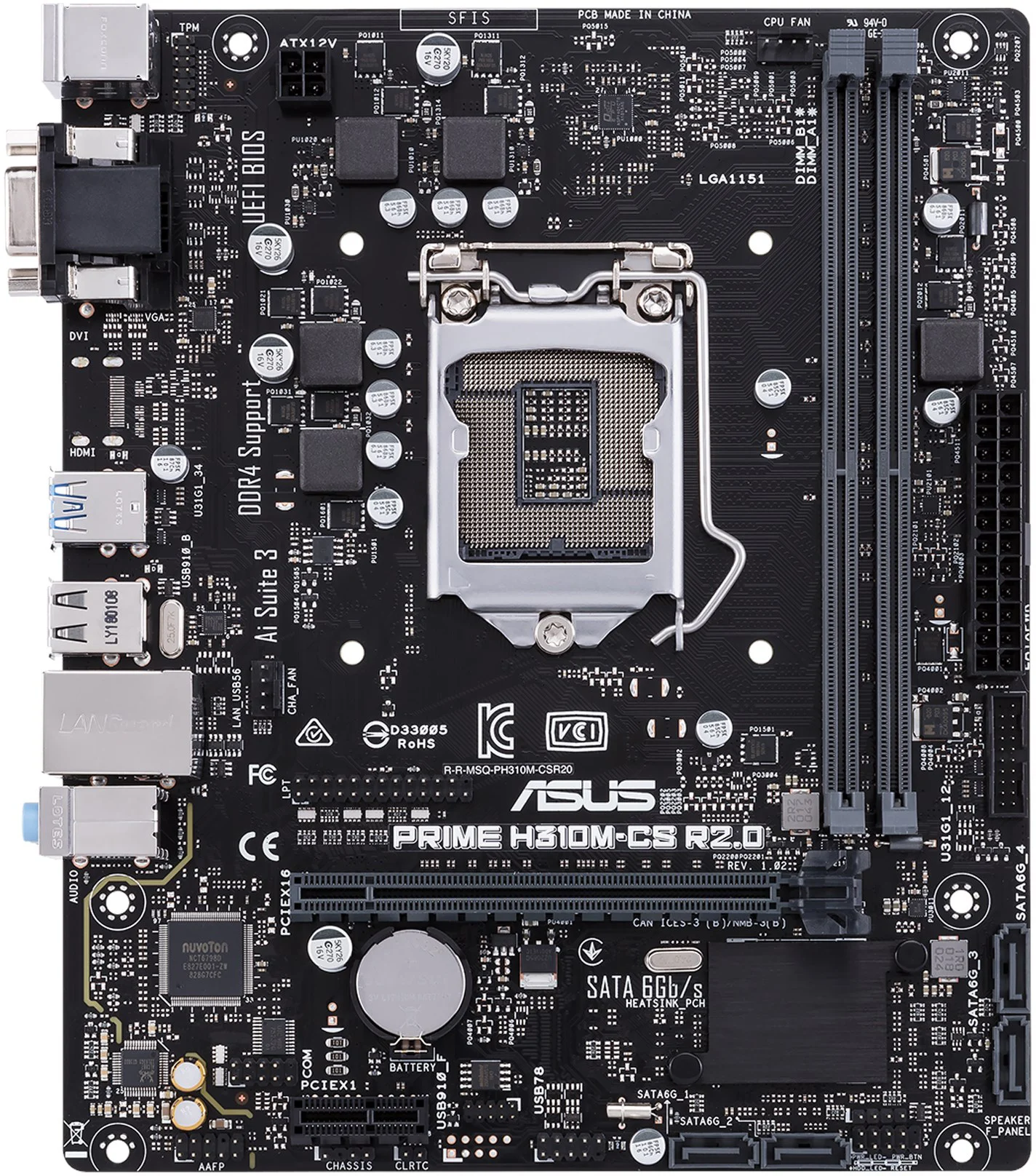 ASUS PRIME H310M-CS R2.0 Motherboard LGA 1200 DDR4 64GB M.2 Micro