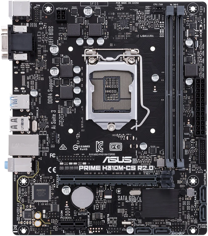 ASUS PRIME H310M-CS R2.0 Motherboard LGA 1200 DDR4 64GB M.2 Micro