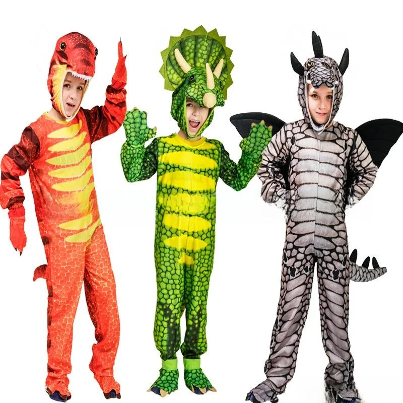 زي تنكري للأطفال على شكل تنين أخضر مثلث لحفلات الهالوين، ملابس للعروض المسرحية والمهرجانات للأطفال