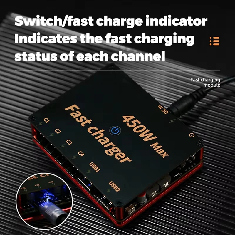 N11R- 450W Six-Way High Power Simple CNC Quick Charge Indicator Shell Mechanical Style Fast Charging Desktop Charger