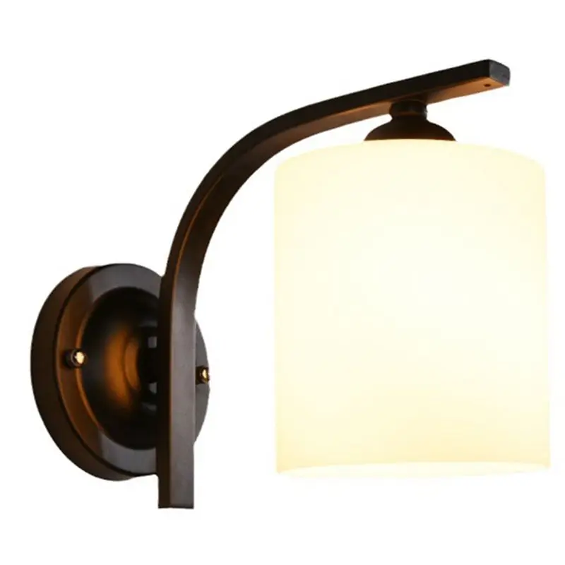 A08R-E26 Socket Wall Light Fixture, Bathroom Vanity Lights With Matte Black Wall Lamp For Bedroom Kitchen Glass Shades