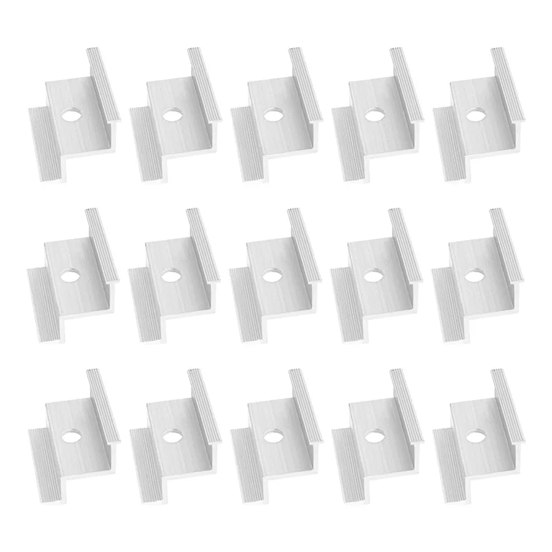 

ABDJ-15Pcs Aluminium End Clamp Solar Photovoltaic Mounts Accessories For Motorhomes Houses Boat