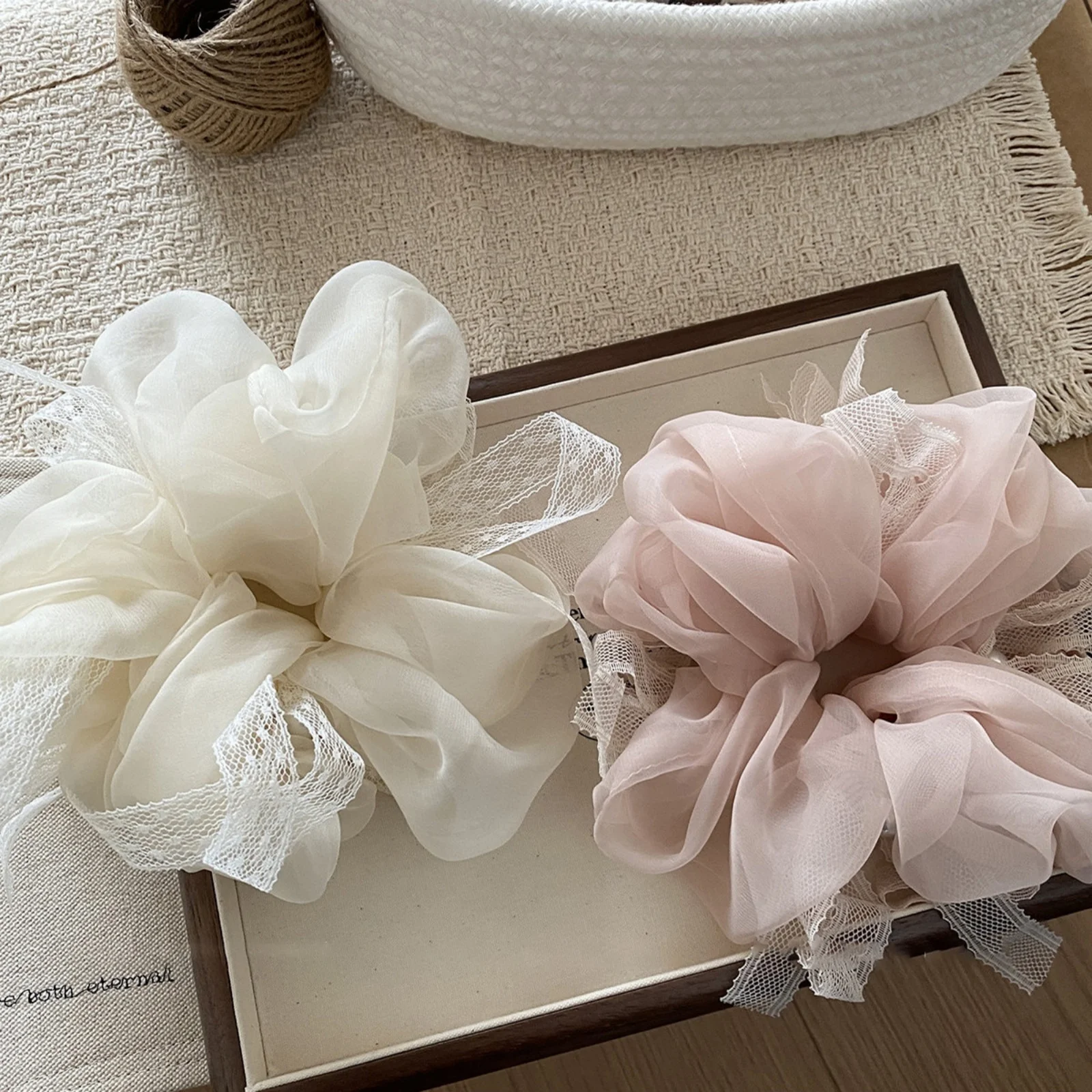 

1PC Summer Fairy Lace Tulle Large Hair Scrunchies, Breathable Sheer Organza Ponytail Holders, Lightweight Sweet Big Hair Ties