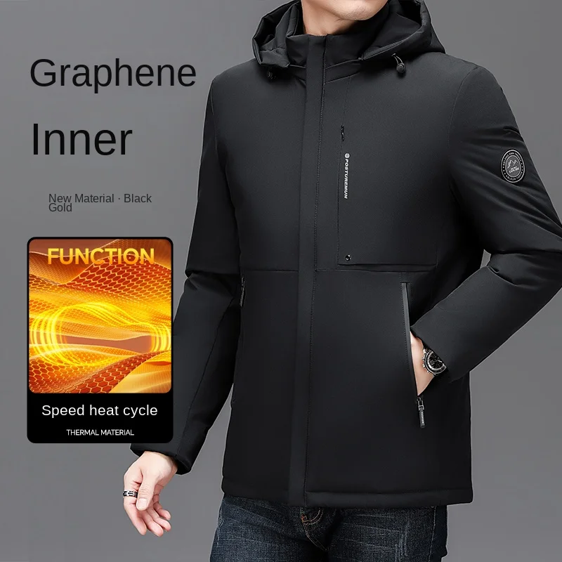 

Winter Men's Windbreaker Casual Outdoor Windproof Waterproof Mountaineering Jacket Lined with Graphene Quick Heat Warm Coat