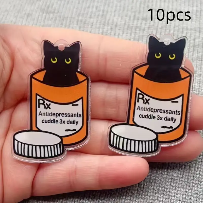 10pcs acrylic medicine cat pendant, DIY jewelry making earrings necklace keychain accessories