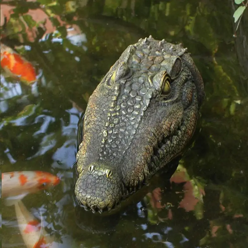 Realistic Resin Crocodile Head Courtyard Pond Floating Animal Model Ornaments Outdoor Pool Simulation Crocodile Decoration