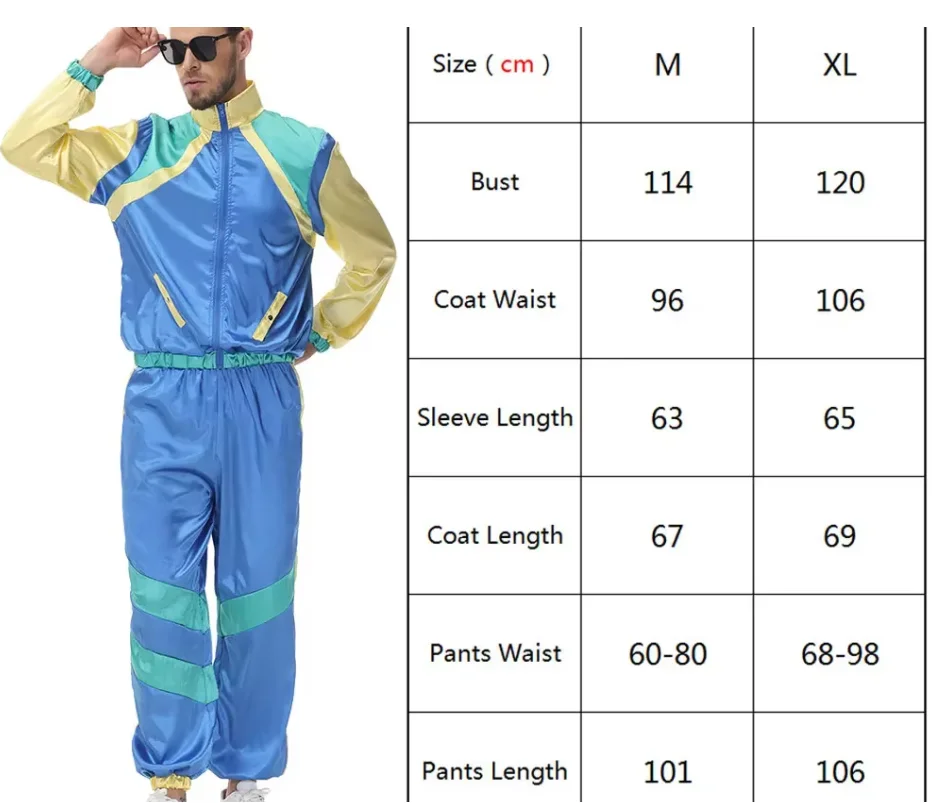 Adult women, 80s and 90s retro sportswear, hippie disco cosplay stage costumes, retro sportswear suits, Halloween cosplay costum