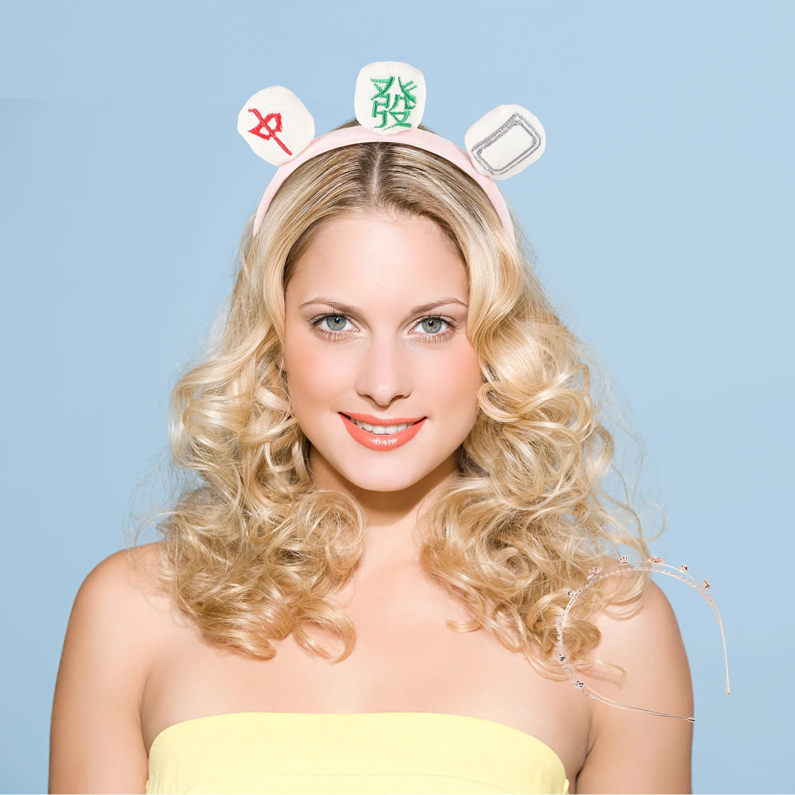 

2pcs Mahjong Design Headband Face Wash Makeup Spa Hairband For Women Girls Skincare Tidy Fashion Hair Accessories