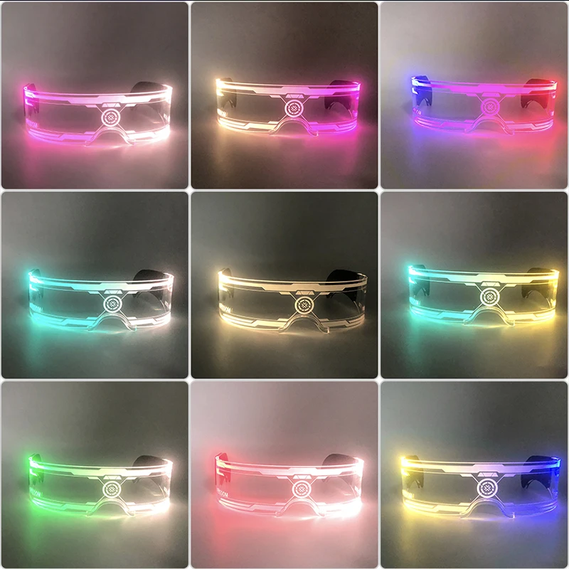 Acryl-LED-Leuchtbrille Neon-Fluoreszenz-Brille Cosplay-Requisiten Leuchtende Lichtbrille Tanzkostüm – Detail 7