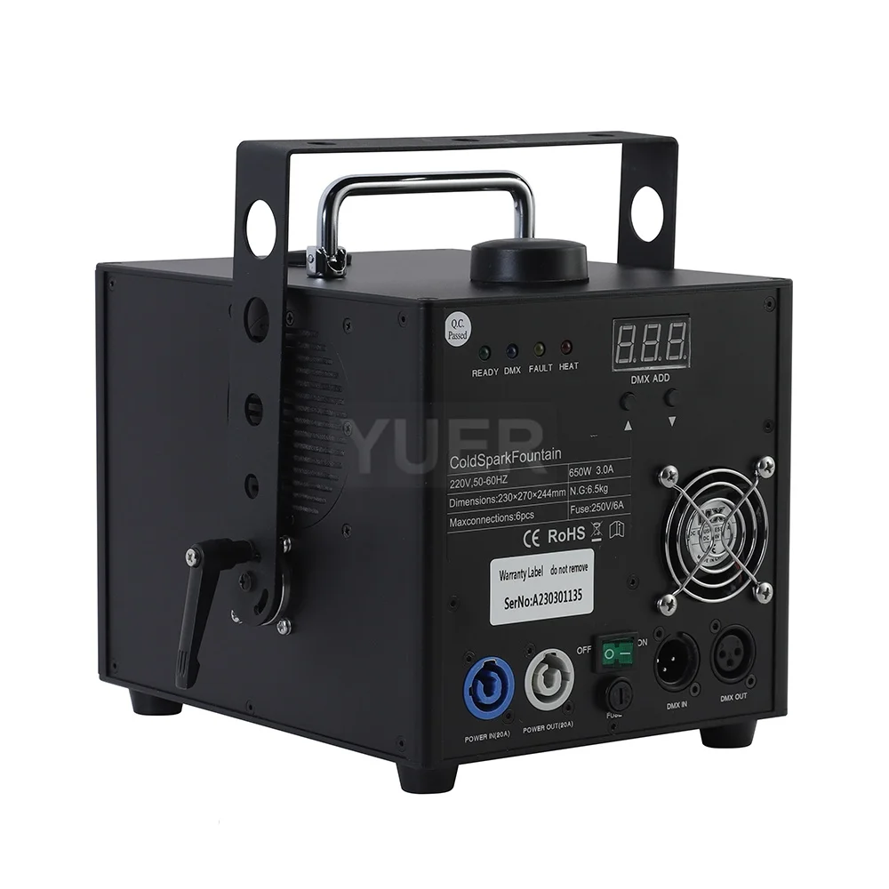 新しい 650 ワットサイドスプレースパークマシンコールドスパークマシン DMX リモコン 600 ワットコールド花火マシン噴水ステージ結婚式 DJ