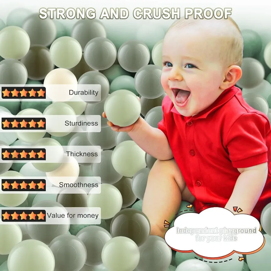 170個のクリアボールピットボール、男の子と女の子向けの耐圧プラスチックおもちゃボール