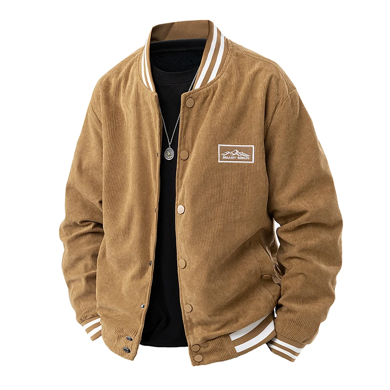 

New Fashion Men Corduroy Casual Baseball Jackets Good Quality Male Loose Embroidery Retro Coats Men's Autumn Clothing Size 5XL