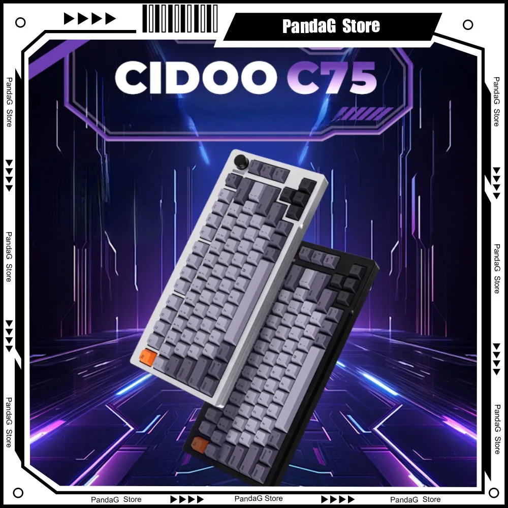 

CIDOO C75 Magnetic Shaft Keyboard Gaming CNC Aluminum Wired RT DKS 0.1-4mm Keystroke Gasket Hot Swap 8Khz RGB with Knob FPS Game