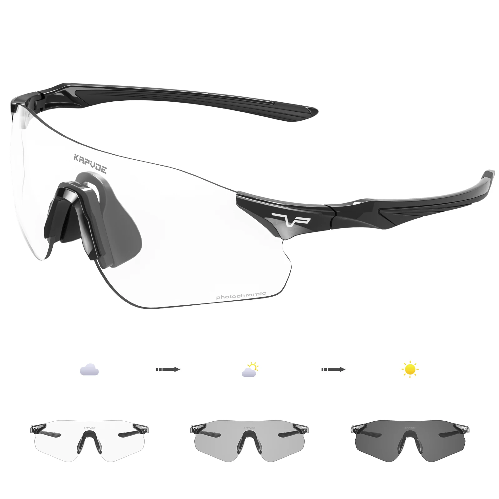 Kapvoe Light Weight Photochromic Running Sunglasses Sports for Men Marathon Cycling Glasses Mountain Bicycle Goggles Eyewear