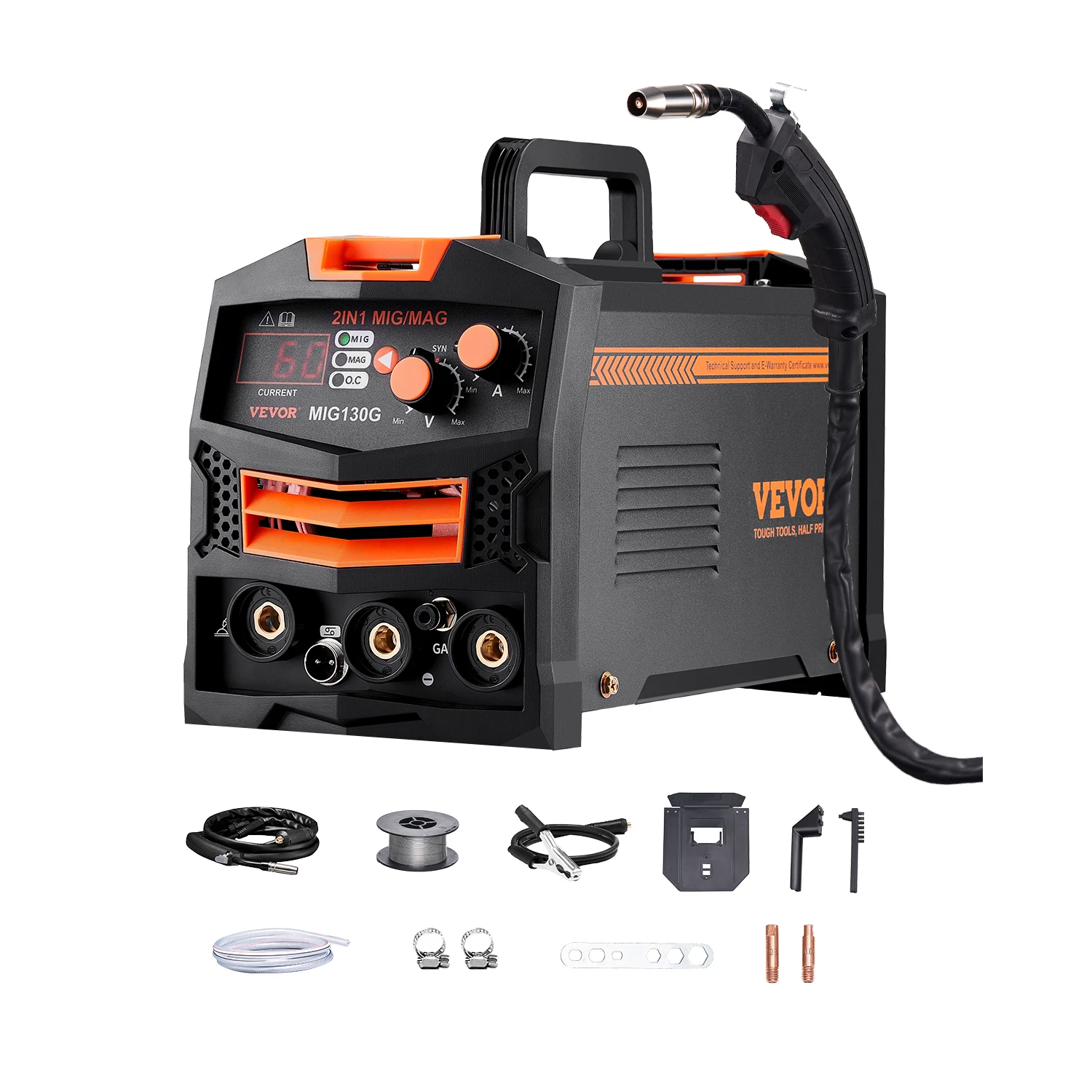 

SucceBuy MIG Welder 130A 2-в-1 Сварочный аппарат с флюсовым сердечником Портативный сварочный аппарат Mig с инверторной технологией IGBT Экран цифрового дисплея