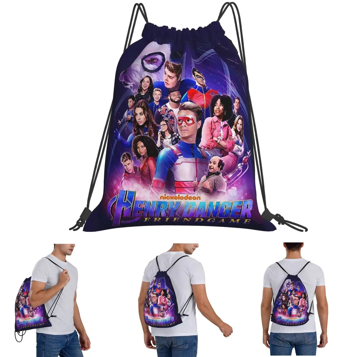 Captain Henry And Kid Danger Backpacks Multi-function Drawstring Bundle Pocket Storage Bag Book Bags for Man Woman School