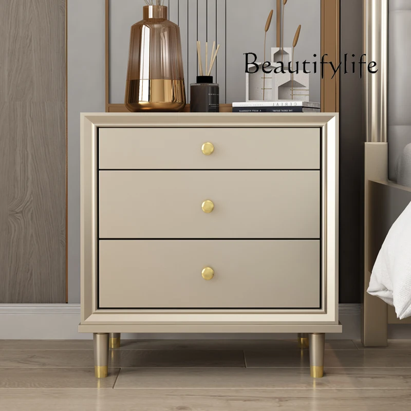 

Solid wood bedside table Locker Simple modern storage cabinet Household bedroom European white