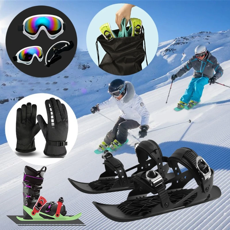 

Snow Mini Ski Shoes Snowboard, Winter Travel Portable Skates Snow Boots