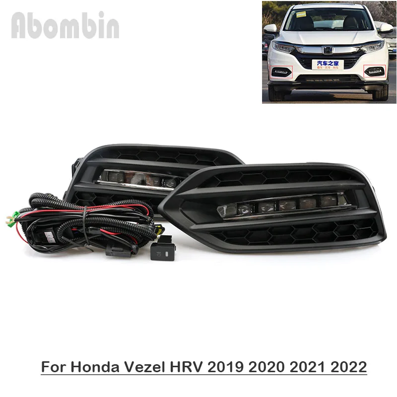 

Front Bumper Fog Lamp Daytime Running LED Fog Light With Wiring Harness Kit For Honda Vezel HR-V HRV 2018 2019 2020 2021 2022