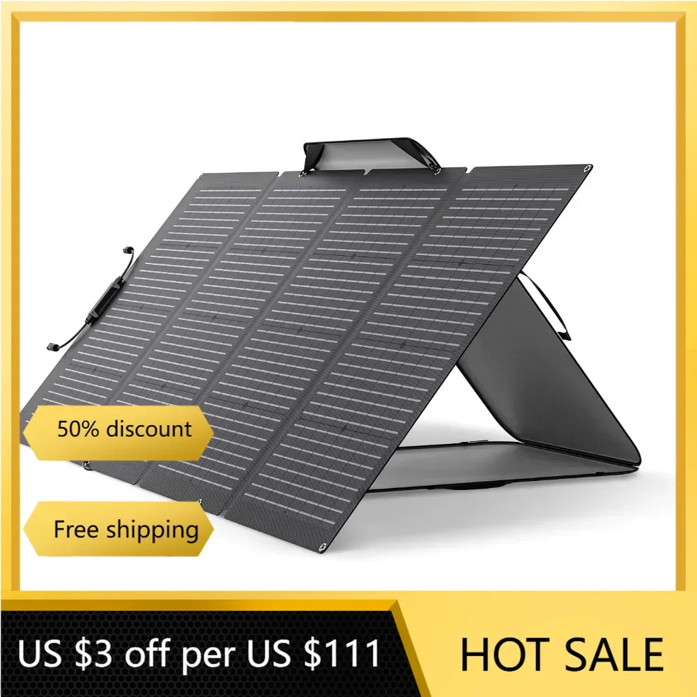 

220Watt Bifacial Foldable Solar Panel, Complete with Adjustable Kickstand, Waterproof IP68 & Durable for Off The Grid Living