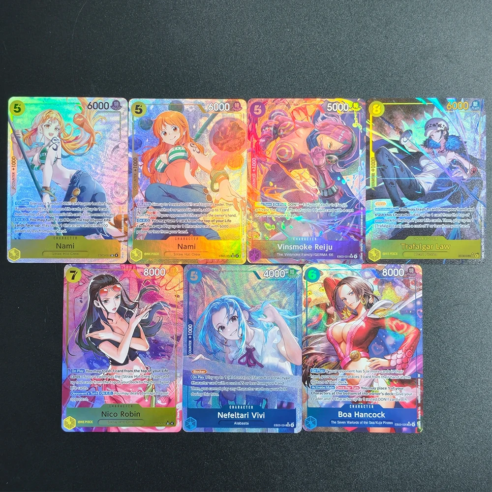 

2026 DIY 7Pcs Texture One Piece TCG EB05 Set Nami Hancock Robin EN Promo Gem Mint 10 Premium Foil Limited Edition Cards
