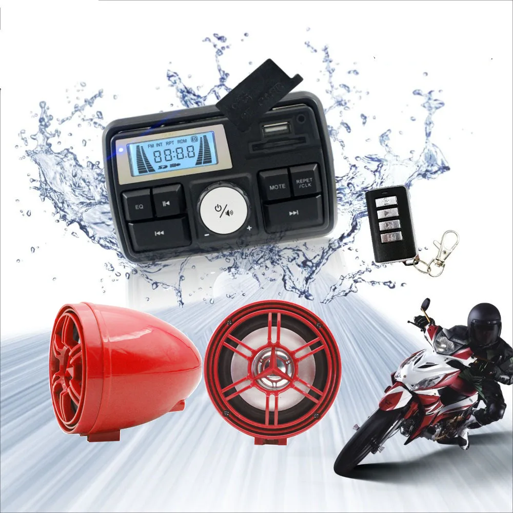 

12V Radio 3 inch Motorcycle ATV UTV Golf Cart Waterproof Anti-Theft Bluetooth Speaker USB TF U Disk FM Radio Stereo System