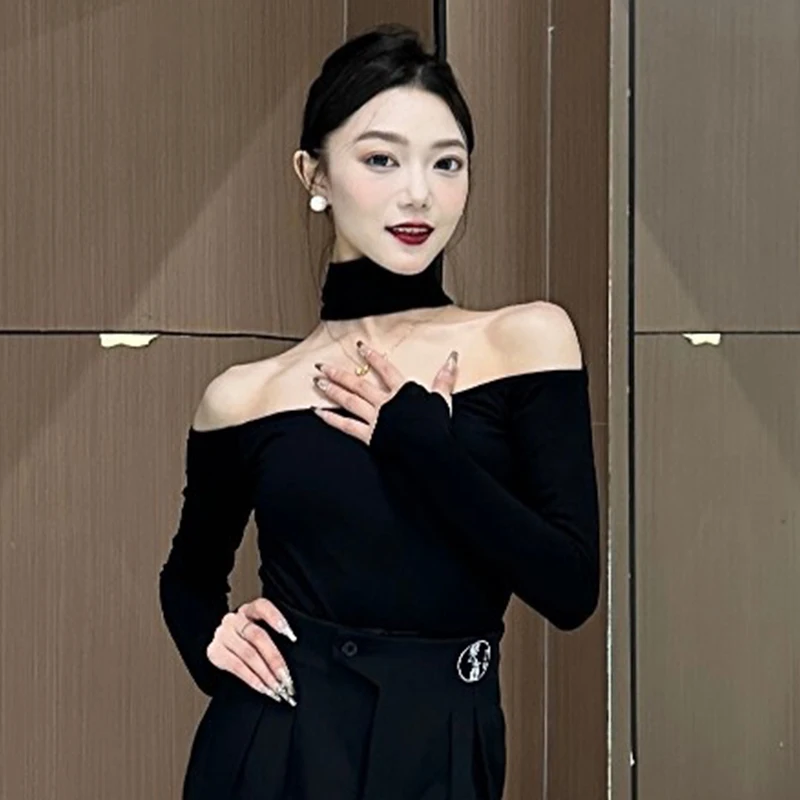 

Топы для латиноамериканских танцев, женская одежда для тренировок с открытыми плечами и длинными рукавами, одежда для бальных танцев, женская одежда для взрослых DNV18904