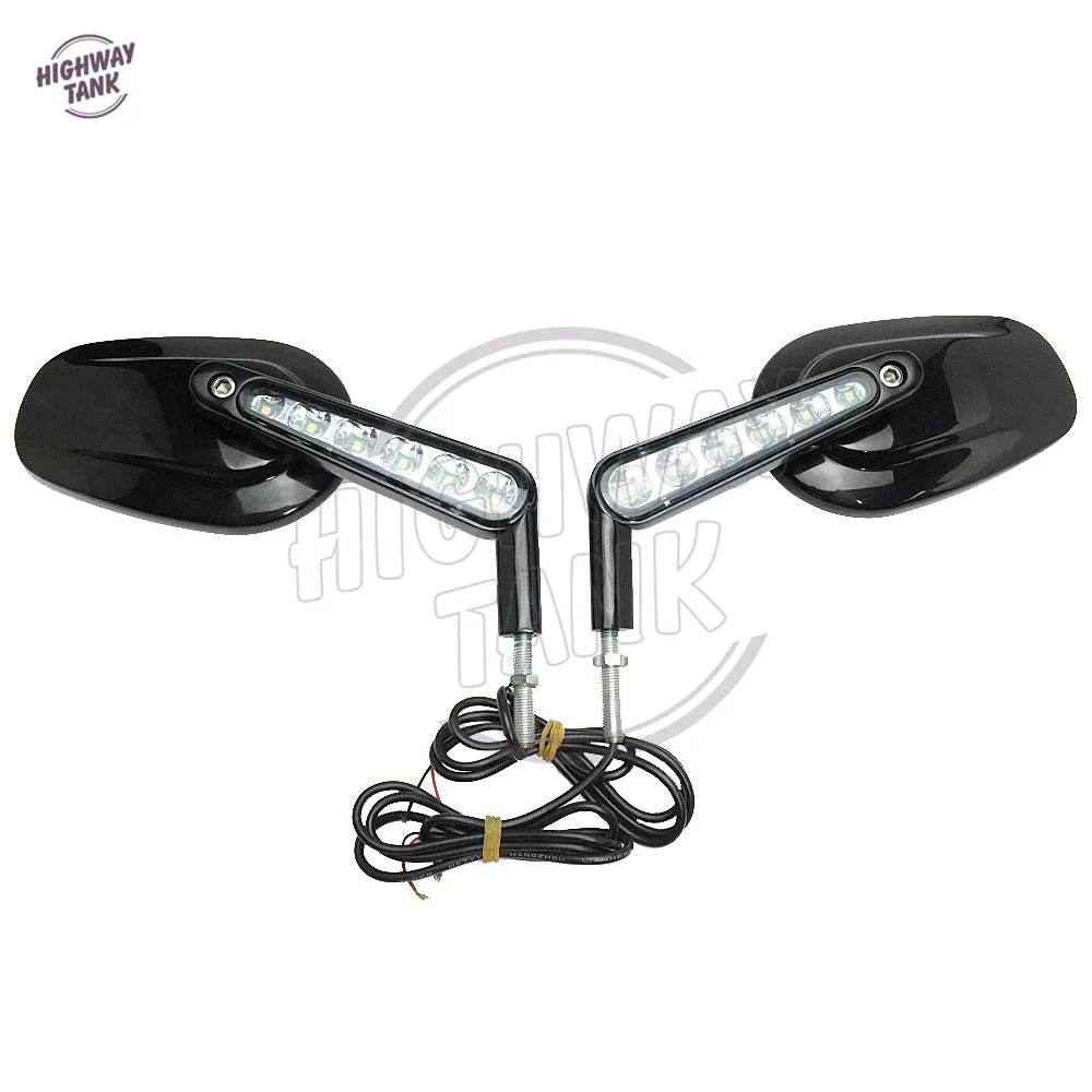 1 Pair Black Motorcycle Mirror Muscle LED Turn Signals Light Moto Rear side View mirrors case for Harley V-ROD V ROD VRSCF