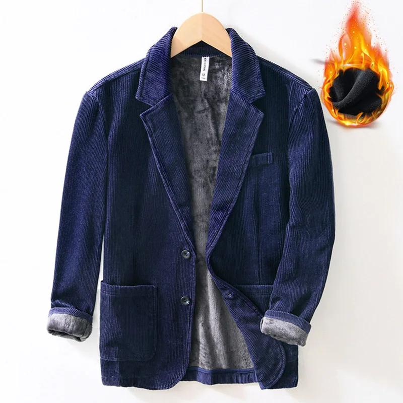 

Men's Suit Solid Color Casual Corduroy Fashion Spike Collar Handsome Suitable for Business Evening Party Jackets