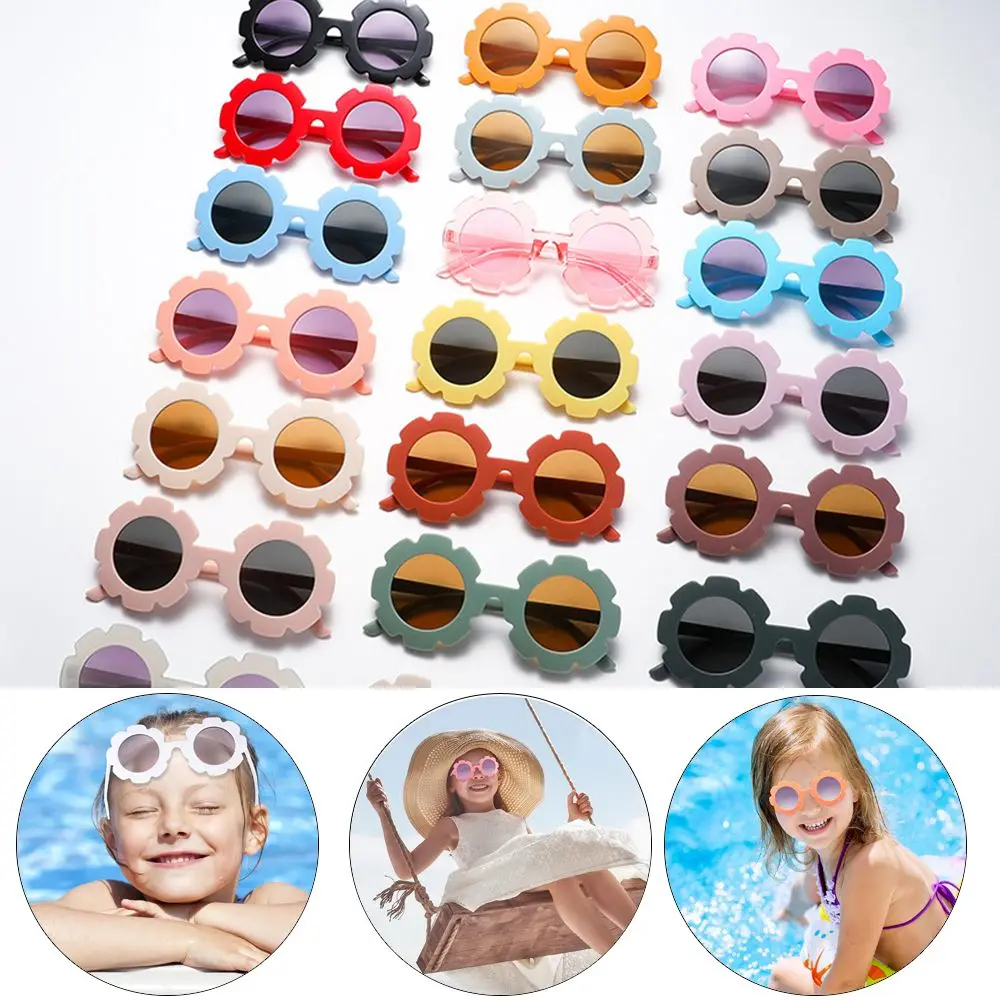 

1pc Fashion Cool Streetwear Outdoor Product Trend Sun Glasses Flower Shape Children Sunglasses Vintage