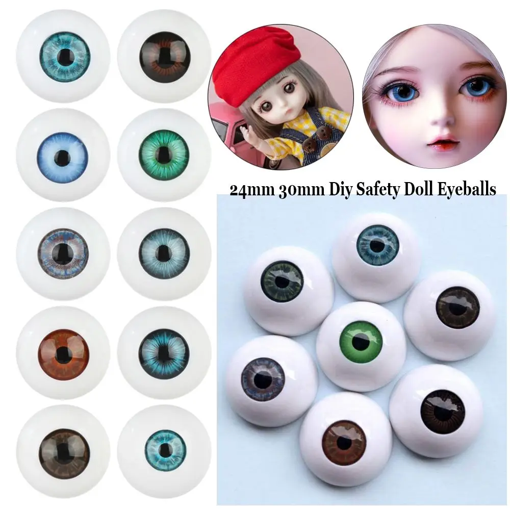 24mm 30mm Blue Brown Green Doll Acrylic Eyes Doll Eyeball For BJD Doll Making Crafts DIY Eyes Accessories Doll Animals Parts