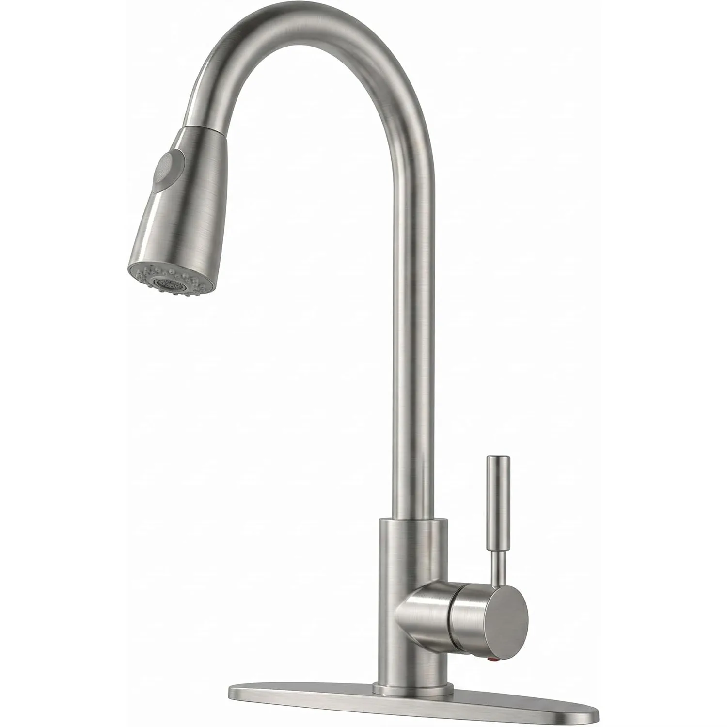 

Brushed Nickel Kitchen Faucet with Pull Down Sprayer, Single Handle Pull Out Sink Faucet with Deck Plate