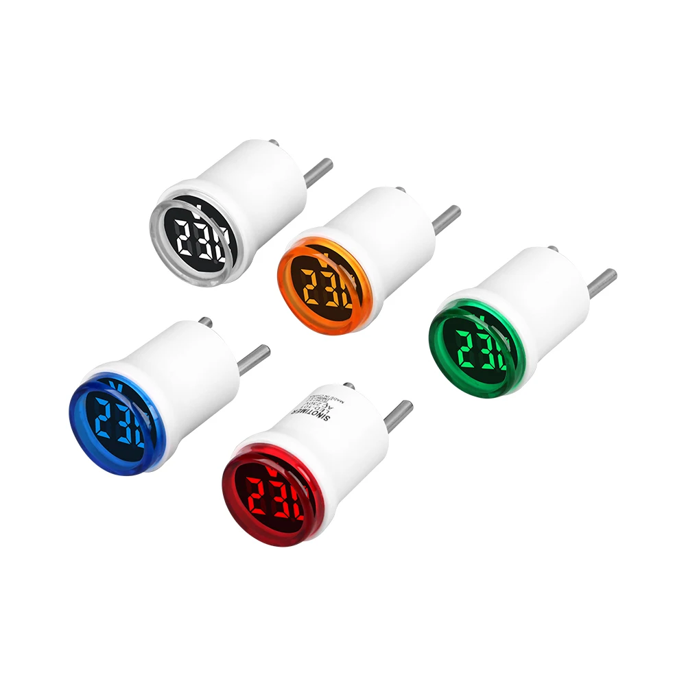 Imagem -02 - Voltímetro Digital Led com Plug ue Mini Medidor de Tensão Redondo Luz Indicadora Tester Medidor de Teste Detector Amp 30 mm ac 50500v