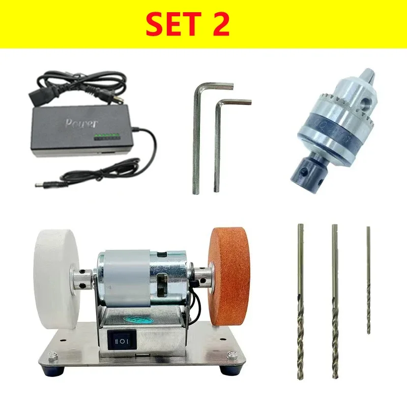 100W Small Double Grinder Machine Artifact Table Grinder Motor Micro Polishing Electric Grinding Wheel Grindig Stone  Motor