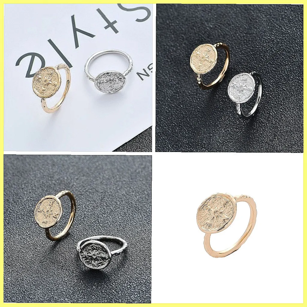 Compass Ring for Men Women, NSEW Direction Jewelry, Alloy Adjustable Unisex Statement Ring, Fashion Gift Idea