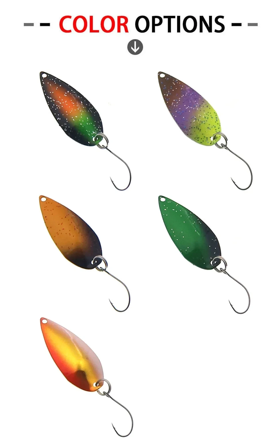 4 Stück/Beutel 2,2g Metall-Löffel-Forellenköder-Set mit Einzelhaken, Mikro-Wobbler-Köder, künstlicher Wurfköder für Barsch und Hecht – Detail 4