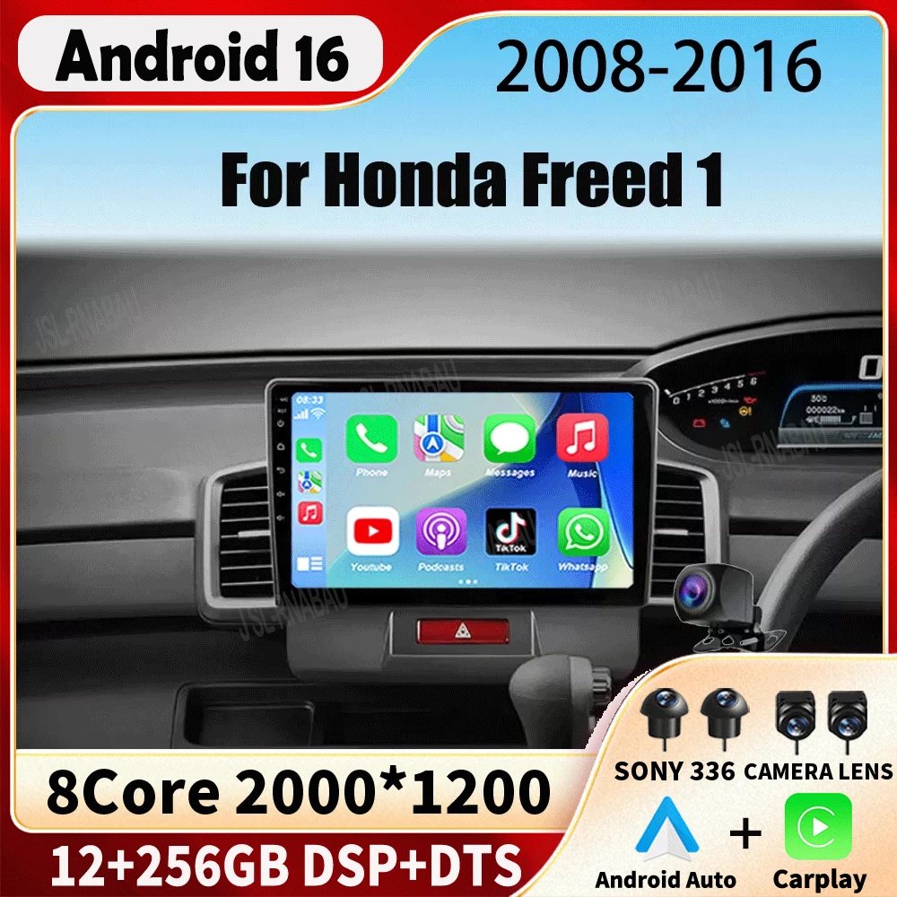 Android16 For Honda Freed 1 2008 - 2016 Right hand drive Carplay 4G+WIFI GPS Car Radio Navigation Multimedia Video Player Stereo
