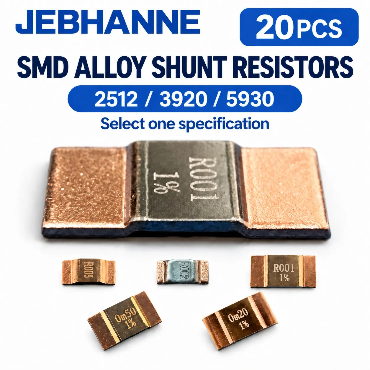 20PCS SMD Alloy Shunt Resistor 2512 3920 5930 Current Sense Sampling 0.2-20mOhm 1% Low Resistance 3W-15W PCB Components